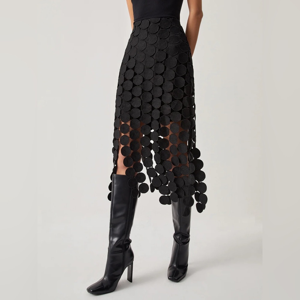Commense Laser Cut Multi Circle Double Layered Skirt - size small